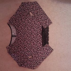 H&M Floral long sleeve crop top in Medium